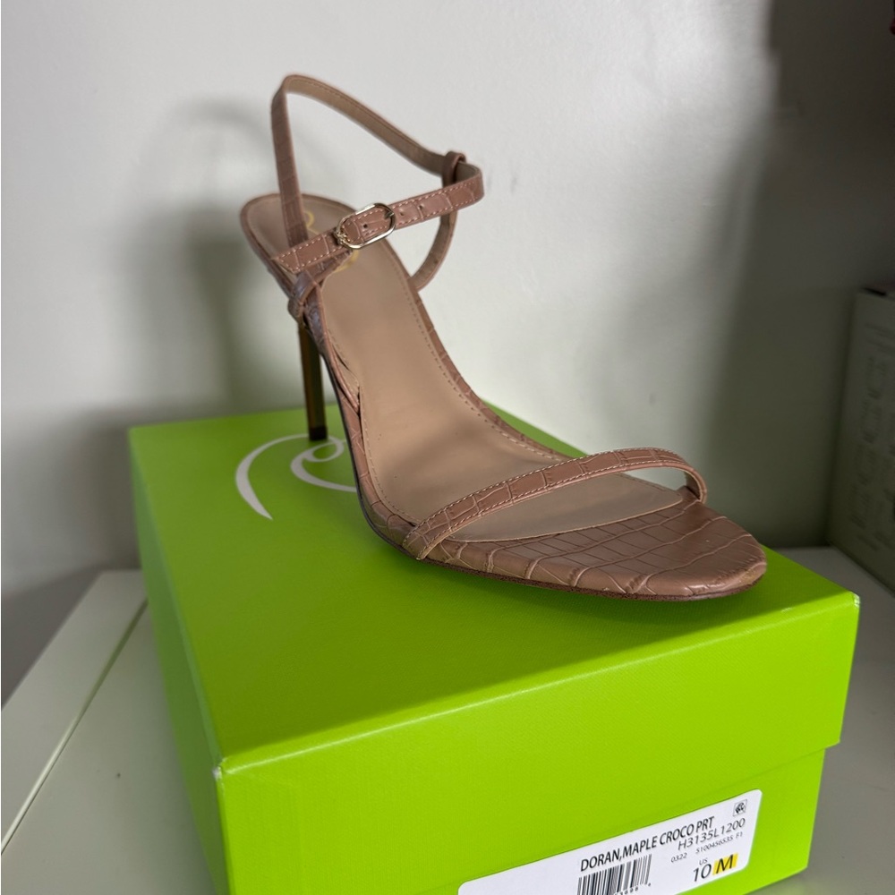 Sam Edelman Tan Strappy Doran Maple Croco Heels size 10